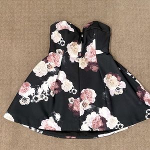 KEEPSAKE STRAPLESS FLORAL DRESS. WORN ONCE. FLATTERING AND SEWN IN PADS!